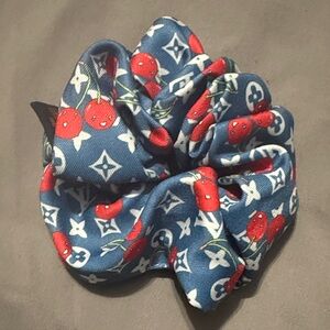 Source Unknown Blue Cherry Patterned Scrunchie